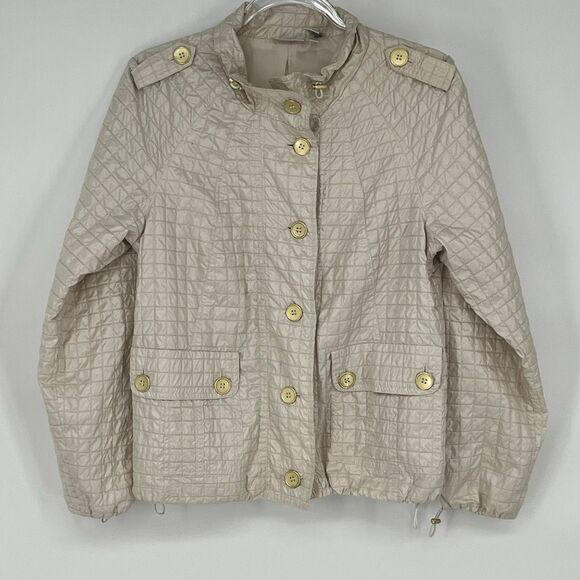 ZENERGY by CHICO'S Jacket Women's Size 1 Medium Beige Quilted Button Up Lined - Picture 1 of 10